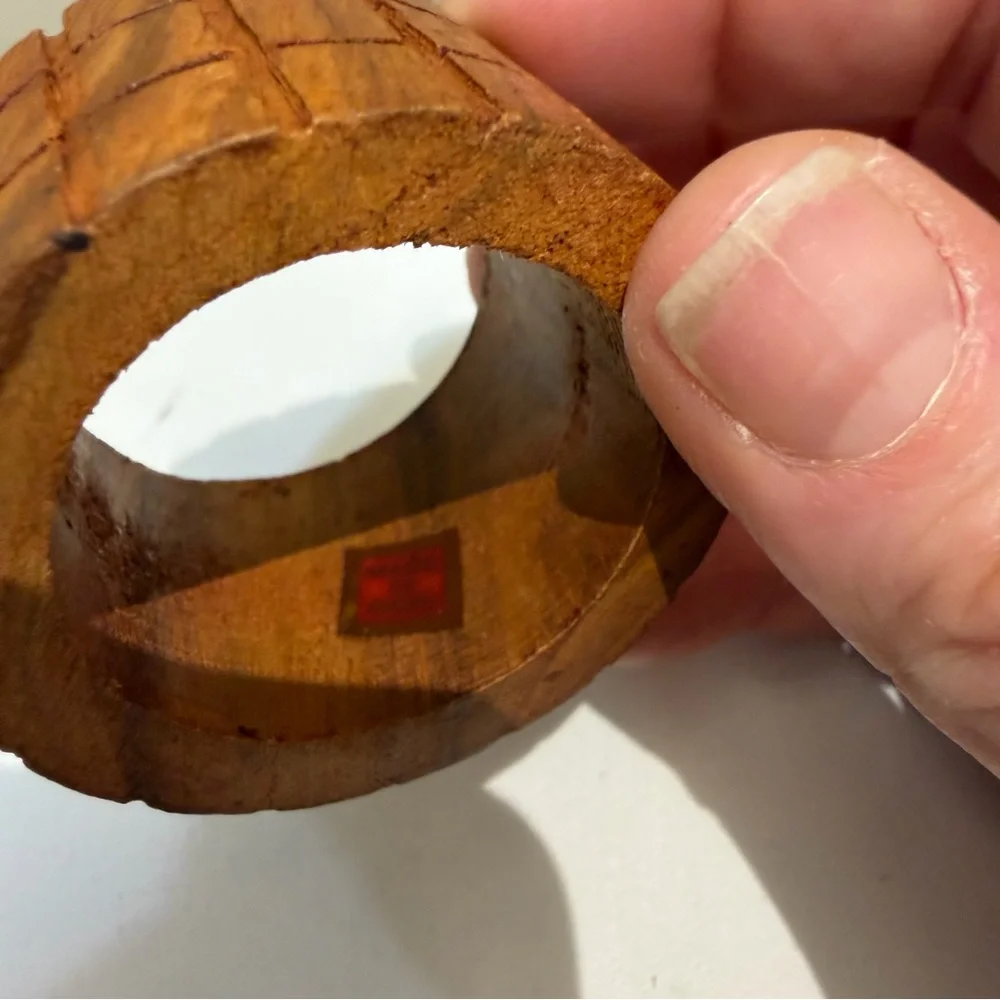 Vintage MCM Wood Napkin Rings 5 Mod Rustic Farmhouse Classic Home‎ Decor